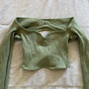 UO Green Long Sleeve Crop Top
